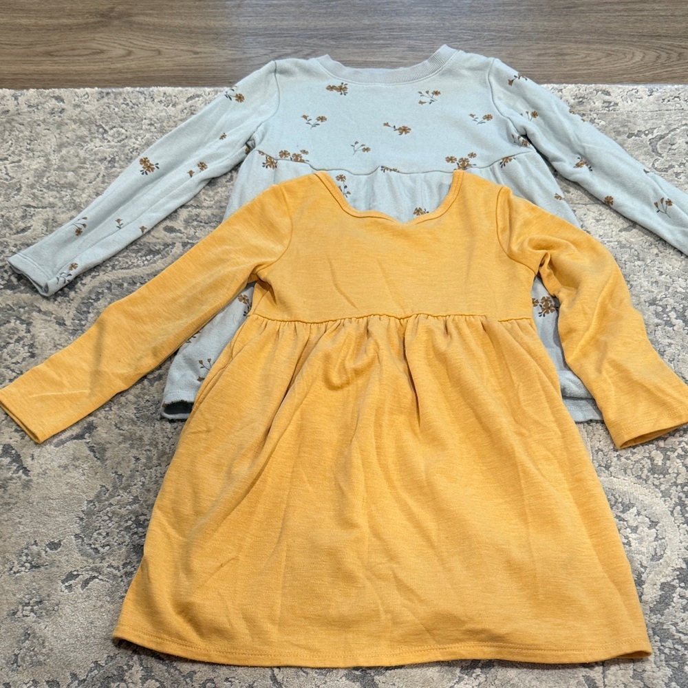 Floral and Solid Kids Dress Set